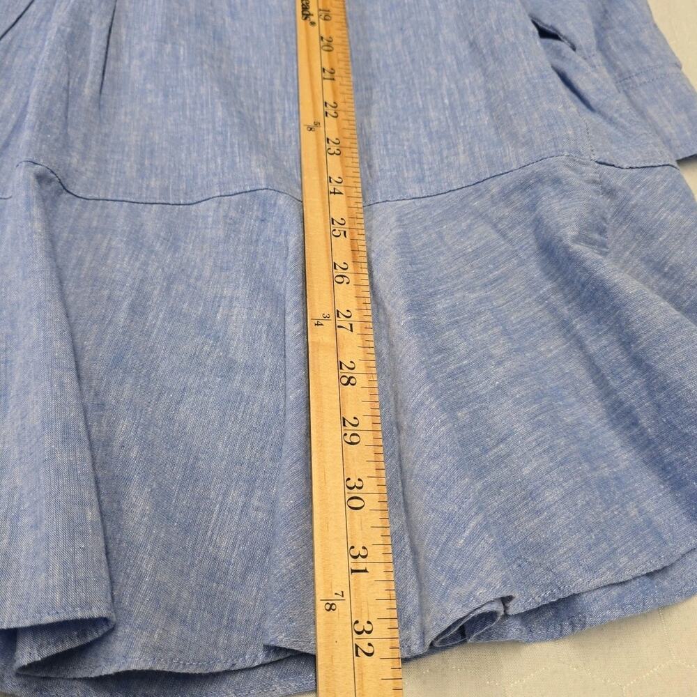 Tuckernuck Callahan Shirt Dress S Blue Cotton Ruffle Hem Pockets Coastal Resort - Picture 11 of 11
